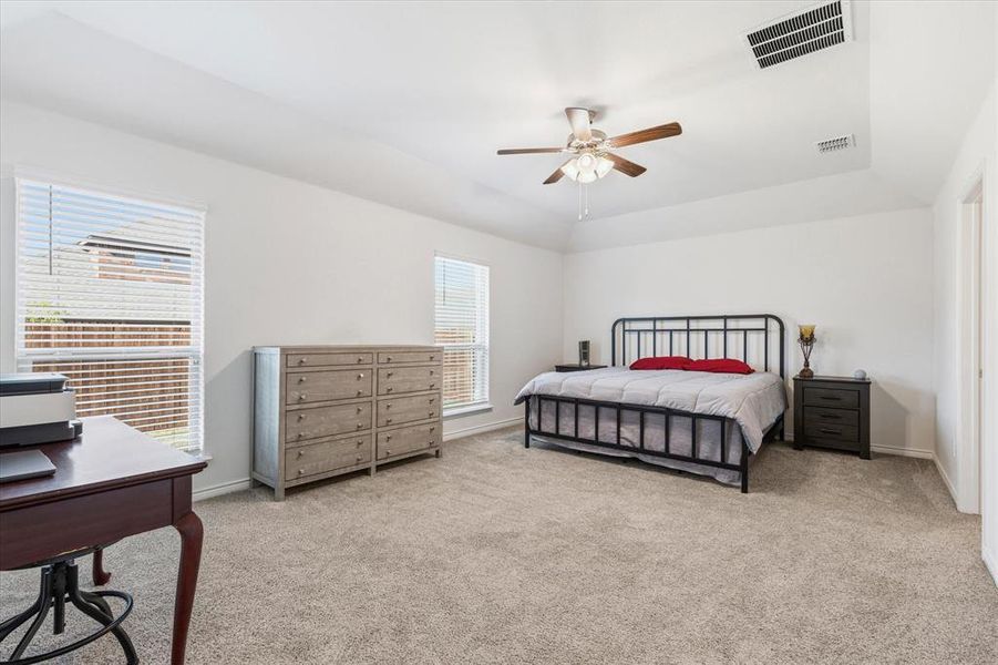 The spacious primary suite.