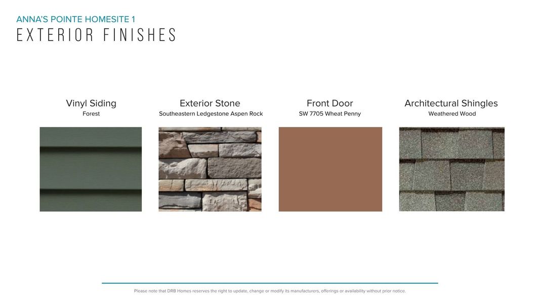 Sample of building materials used in homes in Anna's Pointe, Simpsonville (Image 32).