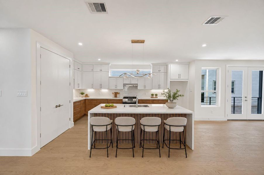 virtually staged kitchen island