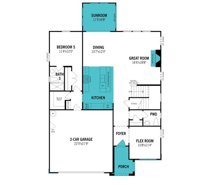 2D floor plan layout of this home in High Grove Oaks, Fuquay Varina, NC (Image 5).