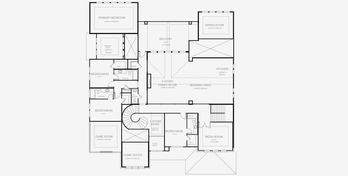 2D floor plan layout for the 5573S by Perry Homes in Lakes of Cane Island, Katy, TX (Image 6).