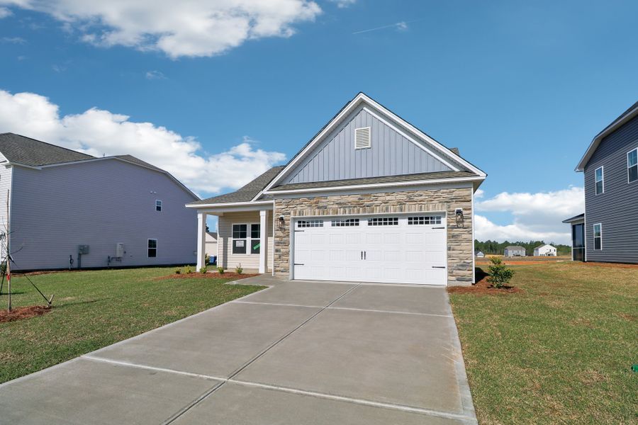 Representative exterior photo of a completed home built from the Buck Island II by Great Southern Homes in Providence Station at Trolley Run, Aiken, SC (Image 33).