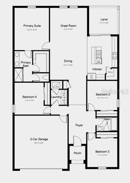 2D floor plan layout of this home in Waterstone, Groveland, FL (Image 5).