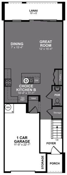 2D floor plan layout of this home in Towns at Greenleaf, Oviedo, FL (Image 1).