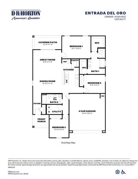 2D floor plan layout of this home in Entrada Del Oro, Gold Canyon, AZ (Image 4).