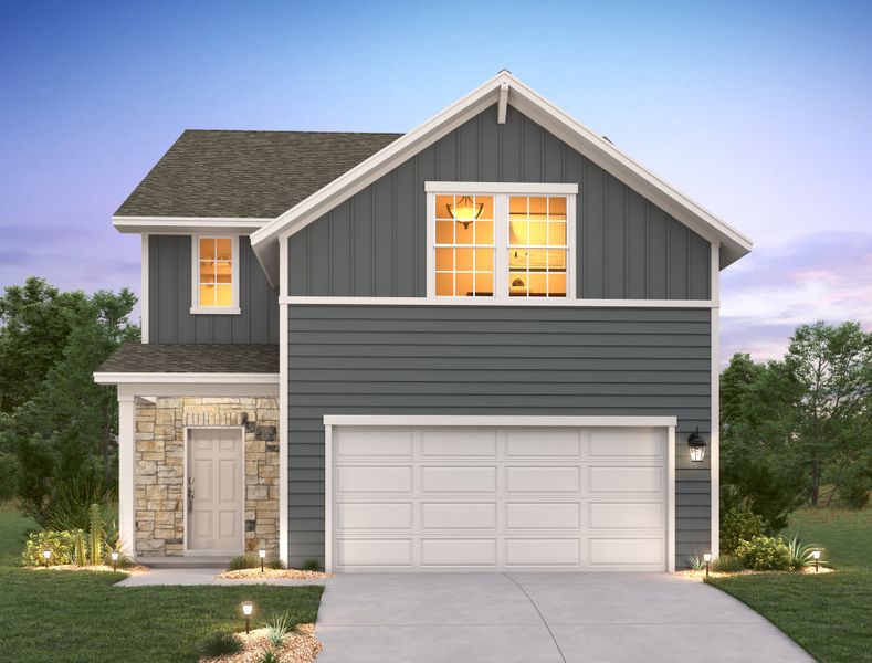 Representative exterior photo of a completed home built from the Granbury by Ashton Woods in The Trails at Carmel, Pflugerville, TX (Image 29).
