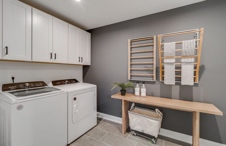 The well-equipped laundry room, complete with ampl