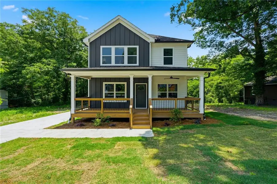 Front exterior of a new home in , Atlanta, GA, highlighting curb appeal (Image 1). Front exterior of a new home in , Atlanta, GA, highlighting curb appeal (Image 1).