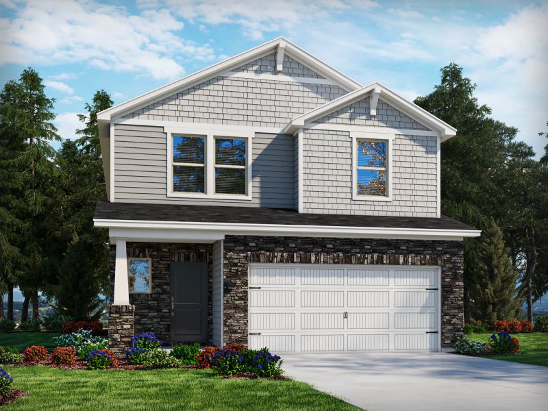 Representative exterior photo of a completed home built from the Paisley by Meritage Homes in Clear Pond - The Boardwalk Series, Myrtle Beach, SC (Image 2).