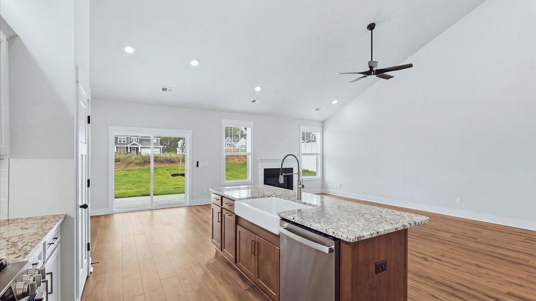 Accomplished design in a kitchen that blends function and form with a right-sized island in Spartanburg, SC