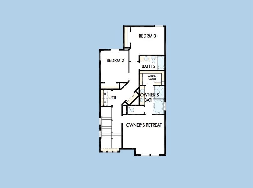 2D floor plan layout for the The Foxman by David Weekley Homes in Jubilee - Cottages Row Collection, Hockley, TX (Image 3).