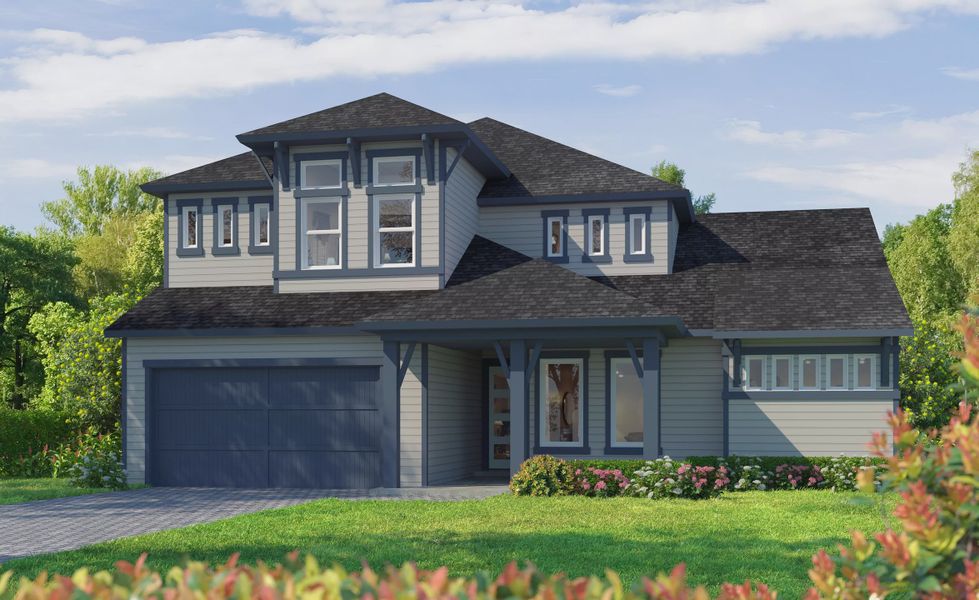 Representative exterior photo of a completed home built from the Palos Verdes by ICI Homes in Weslyn Park at Sunbridge, St. Cloud, FL (Image 2).