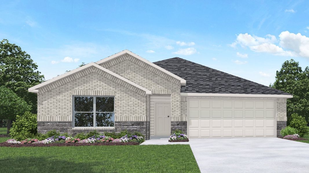 Representative exterior photo of a completed home built from the Burnet by D.R. Horton in East Williams Cove, Conroe, TX (Image 2). Representative exterior photo of a completed home built from the Burnet by D.R. Horton in East Williams Cove, Conroe, TX (Image 2).