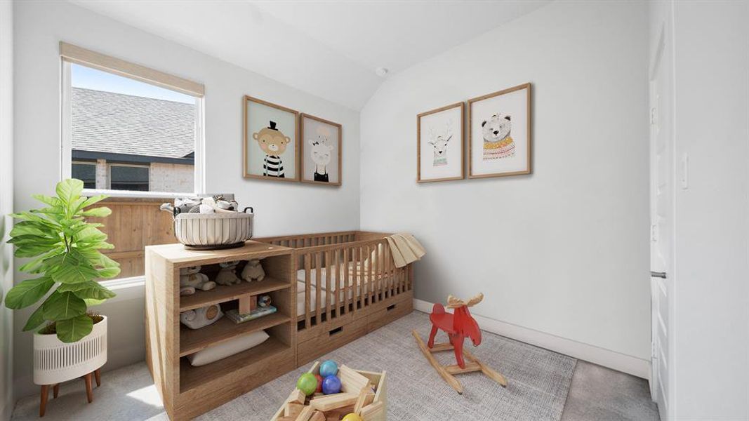 This spacious secondary bedroom features bright natural light, plush carpet, and neutral paint. *This room has been virtually staged