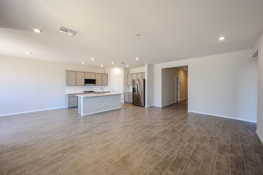 A large empty kitchen. A large empty kitchen.