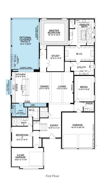 2D floor plan layout for the Toscana by Landon Homes in Fields - Brookside North, Frisco, TX (Image 5).