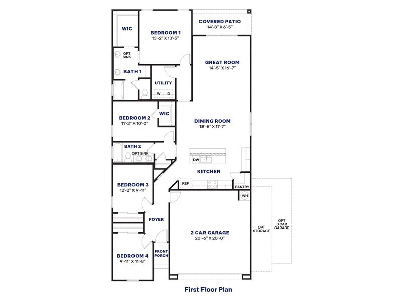 2D floor plan layout for the Mockingbird by D.R. Horton in Copper Falls, Buckeye, AZ (Image 5).