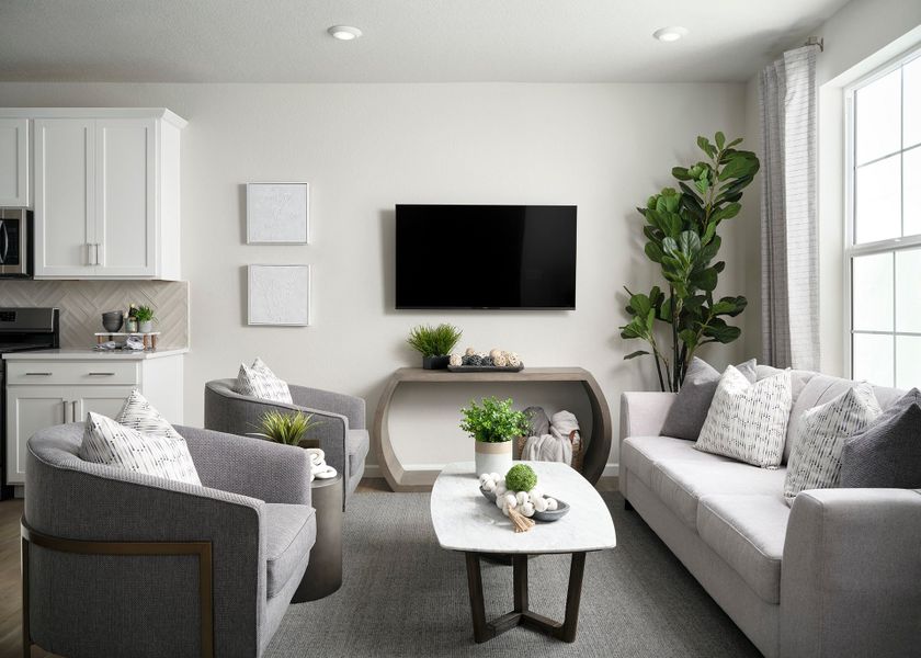 Furnished interior view inside a new home in Candelas Townhomes, Arvada (Image 3).