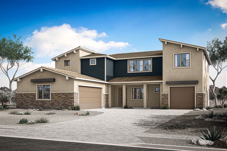 Representative exterior photo of a completed home built from the Pine by Mattamy Homes in Empire Pointe, Queen Creek, AZ (Image 6). Representative exterior photo of a completed home built from the Pine by Mattamy Homes in Empire Pointe, Queen Creek, AZ (Image 6).