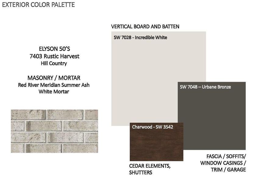 Sample of building materials used in homes in Elyson, Katy (Image 5).