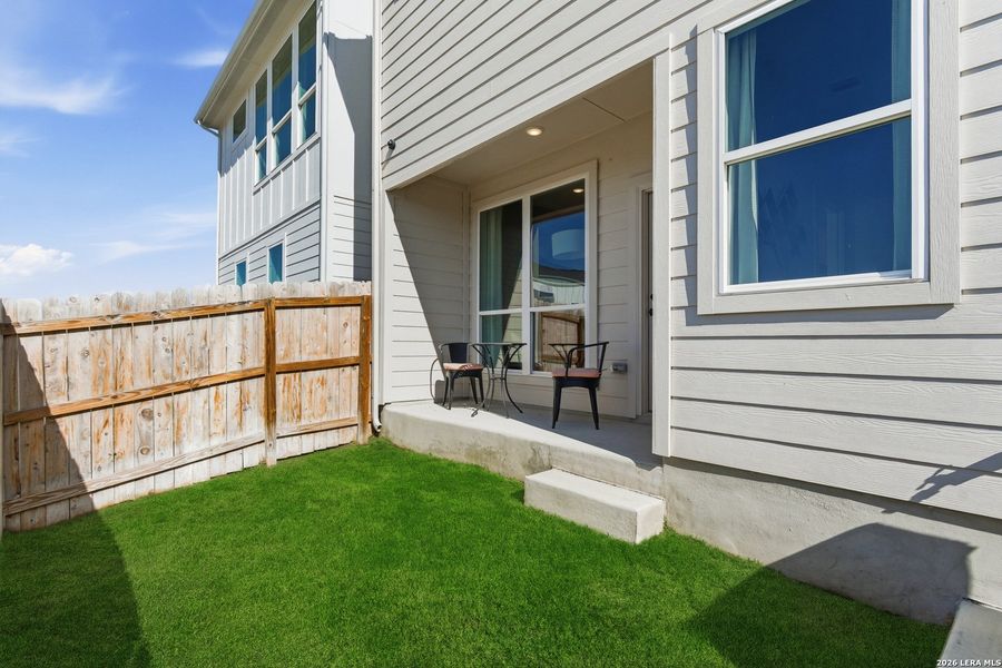 Exterior details and patio area of a home in Centero at Stone Oak, San Antonio (Image 21).