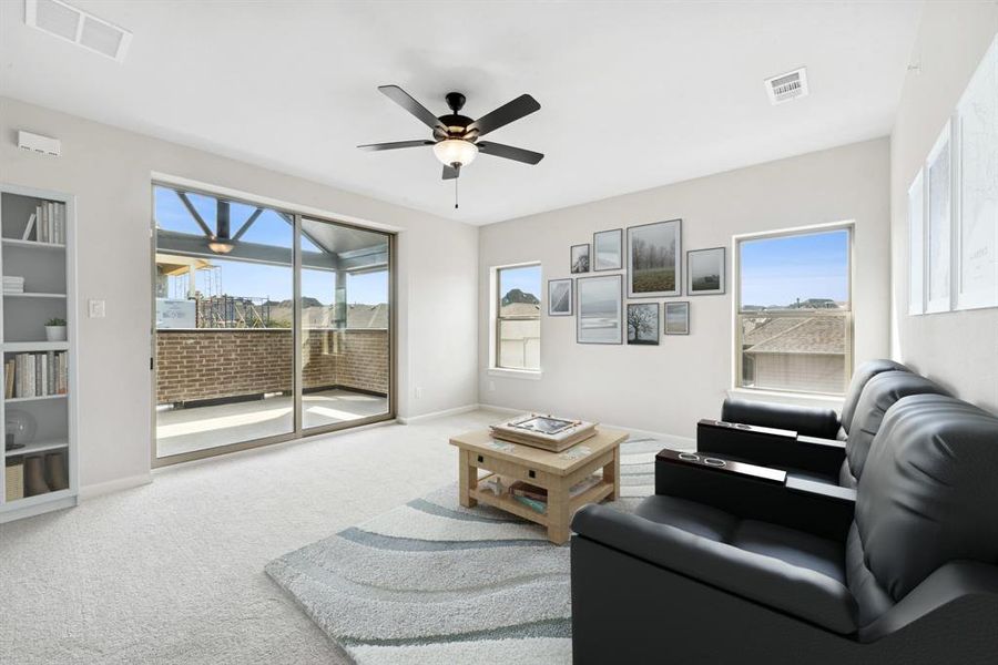 Furnished interior view inside a new home in Hillside at Las Colinas, Irving (Image 11). Furnished interior view inside a new home in Hillside at Las Colinas, Irving (Image 11).