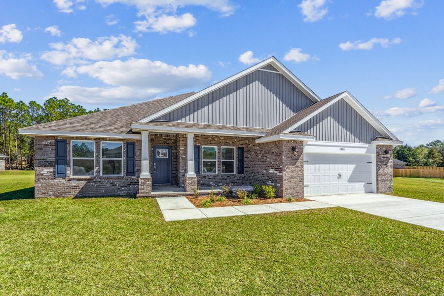 Representative exterior photo of a completed home built from the The Turquoise by Herbst Homes in Clear Water Landing, Milton, FL (Image 43).