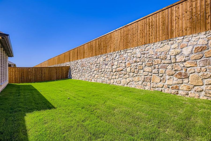View of fenced backyard