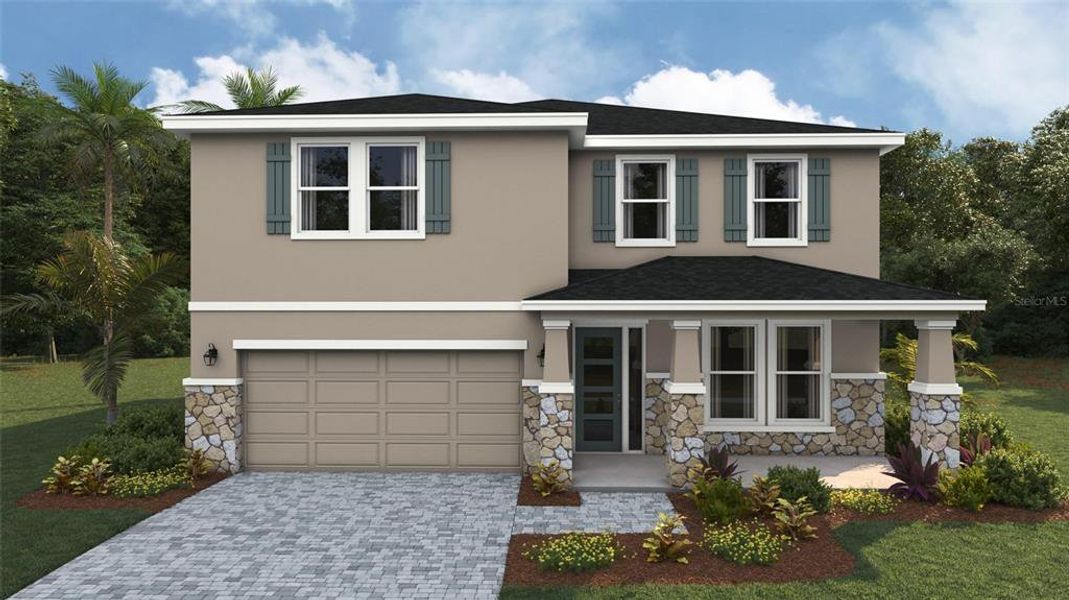 Front exterior of a new home in , Parrish, FL, highlighting curb appeal (Image 1). Front exterior of a new home in , Parrish, FL, highlighting curb appeal (Image 1).