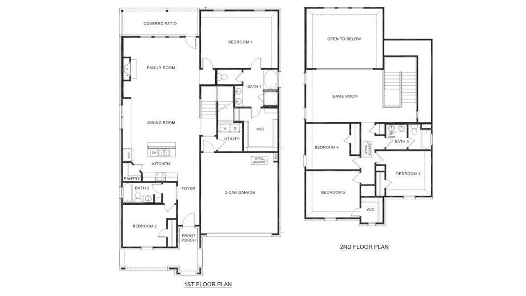 2D floor plan layout of this home in The Landing at Hidden Lakes, McKinney, TX (Image 2).