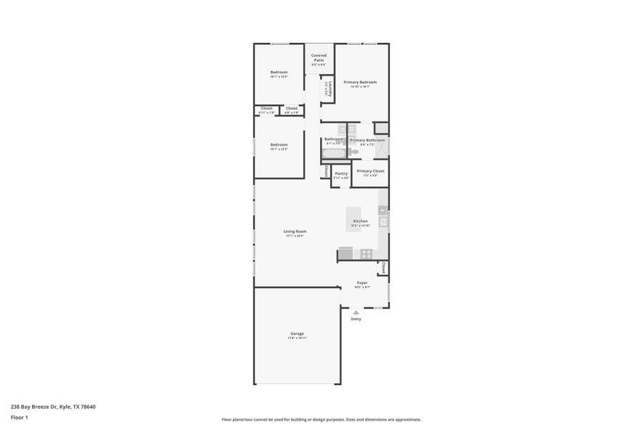 2D floor plan layout of this home in Crosswinds, Kyle, TX (Image 3).