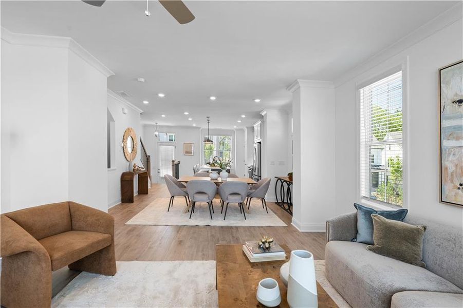 Furnished interior view inside a new home in Palisades Townhomes, Cumming (Image 16). Furnished interior view inside a new home in Palisades Townhomes, Cumming (Image 16).