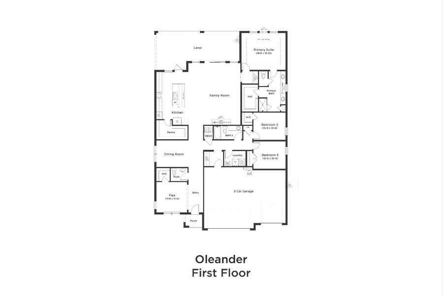 2D floor plan layout for the Oleander by DRB Homes in Haven at Diamond Springs, Jacksonville, FL (Image 3). 2D floor plan layout for the Oleander by DRB Homes in Haven at Diamond Springs, Jacksonville, FL (Image 3).