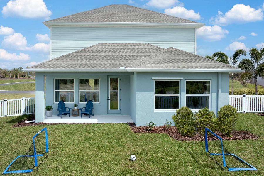 Representative exterior details of a home built from the The Zander by David Weekley Homes in North River Ranch – Garden Series, Parrish (Image 3).