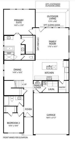 2D floor plan layout of this home in The Colony - 45', Bastrop, TX (Image 5).