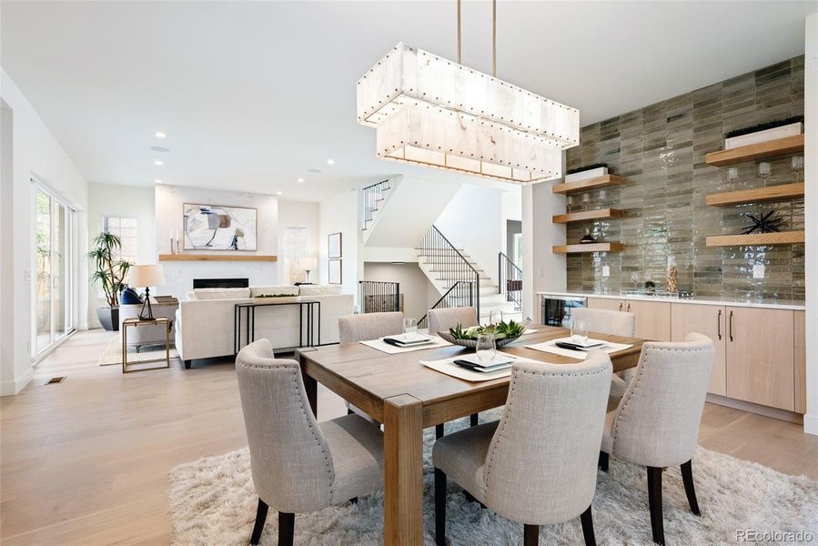 Hand-selected light fixtures accent spaces