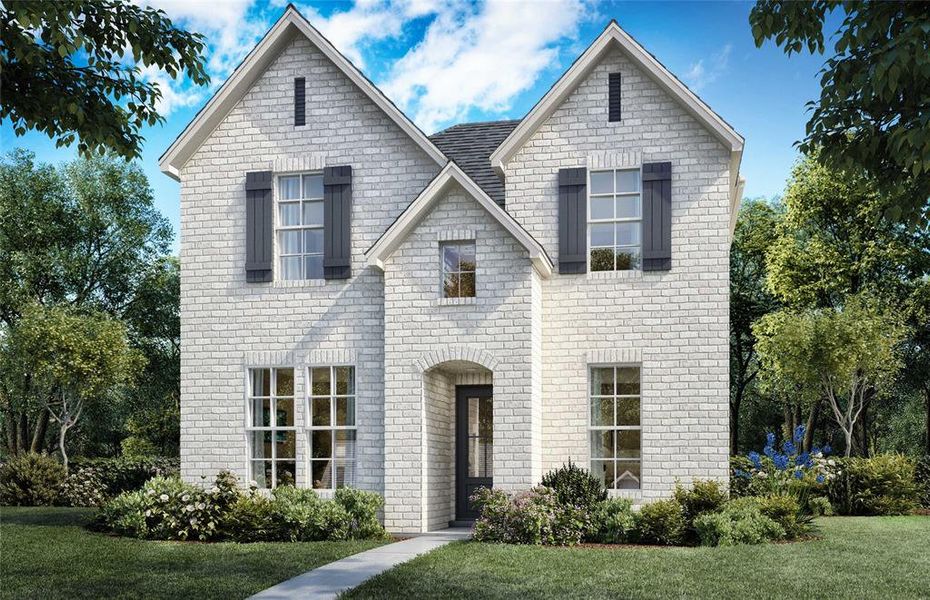 Front exterior of a new home in Light Farms Brenham - 40' Lots, Celina, TX, highlighting curb appeal (Image 1). Front exterior of a new home in Light Farms Brenham - 40' Lots, Celina, TX, highlighting curb appeal (Image 1).