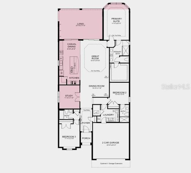 2D floor plan layout of this home in Esplanade at Wiregrass Ranch, Wesley Chapel, FL (Image 2).