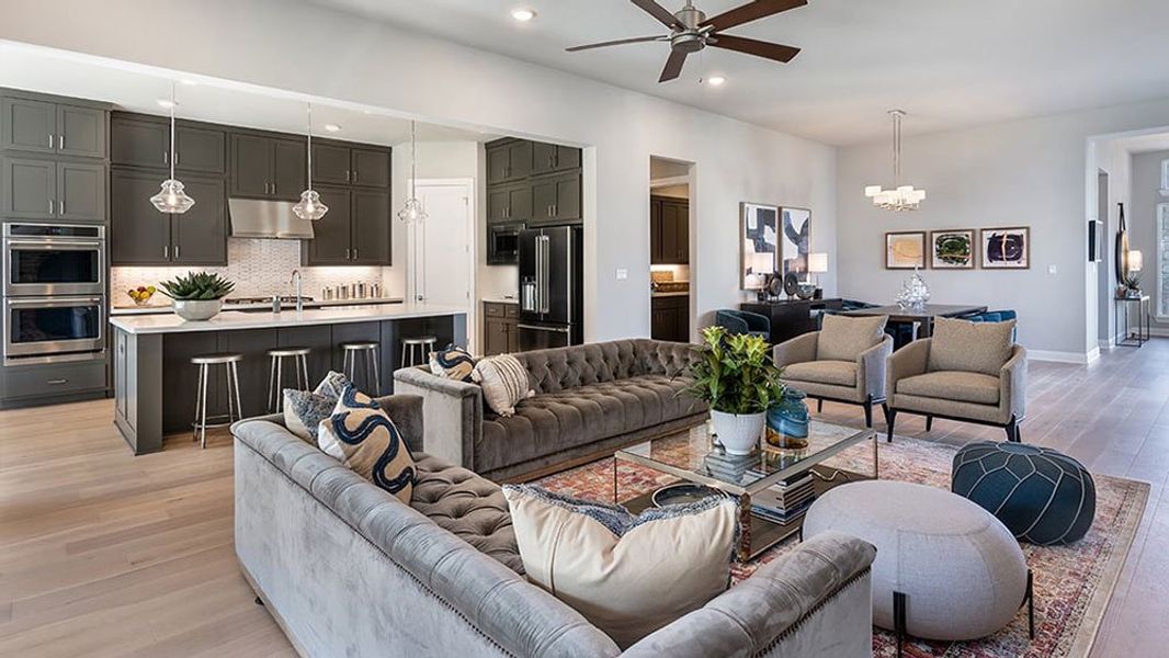 Representative furnished interior of a home built from the Artisan by Taylor Morrison in Travisso Naples Collection, Leander (Image 2). Representative furnished interior of a home built from the Artisan by Taylor Morrison in Travisso Naples Collection, Leander (Image 2).