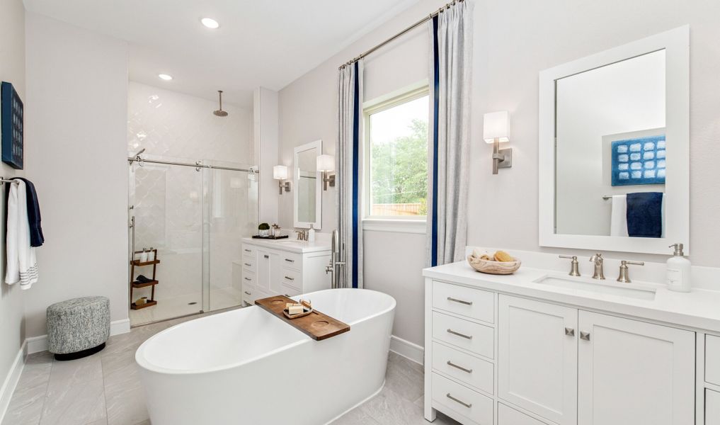 Primary bath with optional freestanding soaking tub
