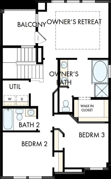 2D floor plan layout of this home in Trails at Waterside - Villas Series, Fort Worth, TX (Image 4).