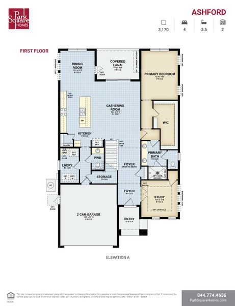 2D floor plan layout for the Ashford by Park Square Residential in The Sanctuary at Seaire, Parrish, FL (Image 3). 2D floor plan layout for the Ashford by Park Square Residential in The Sanctuary at Seaire, Parrish, FL (Image 3).