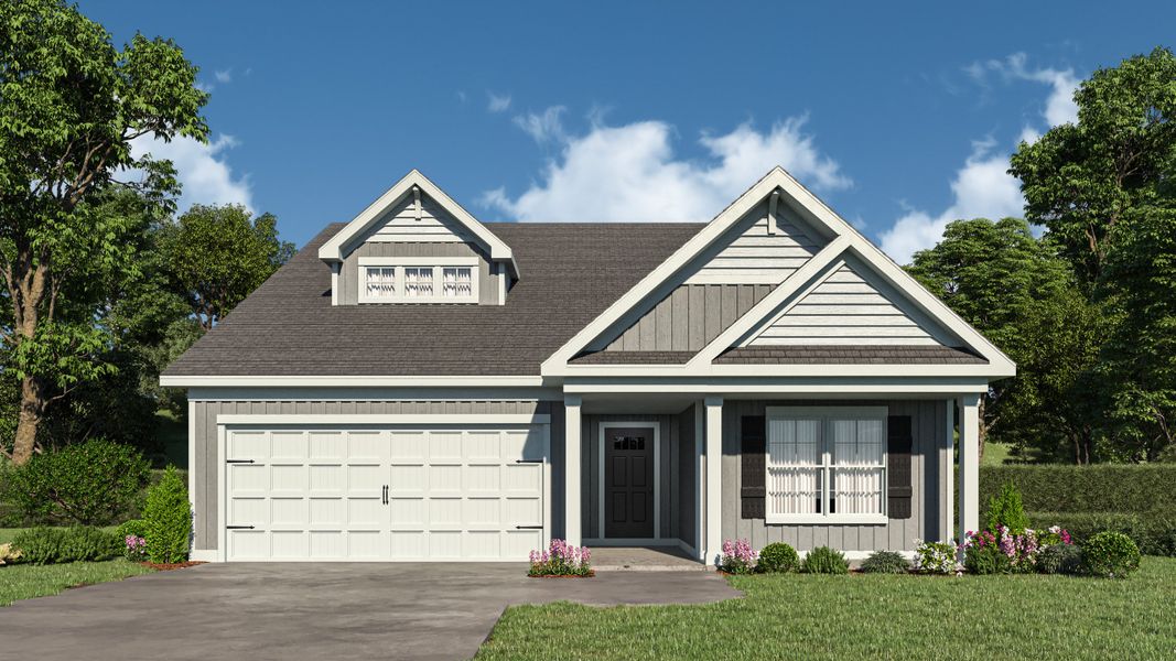 Front exterior of a new home in Harmon Hill Estates, Hopkins, SC, highlighting curb appeal (Image 1).