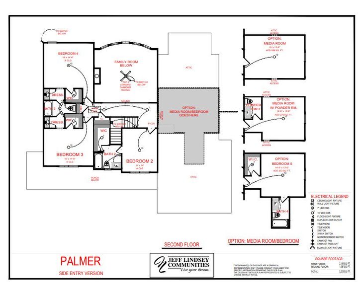 2D floor plan layout for the Palmer F by Jeff Lindsey Communities in Bernhard Farms, Fayetteville, GA (Image 3).