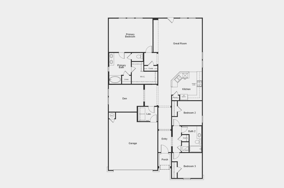 2D floor plan layout for the Plan 2003 by KB Home in Sagecrest Preserve, Conroe, TX (Image 3). 2D floor plan layout for the Plan 2003 by KB Home in Sagecrest Preserve, Conroe, TX (Image 3).