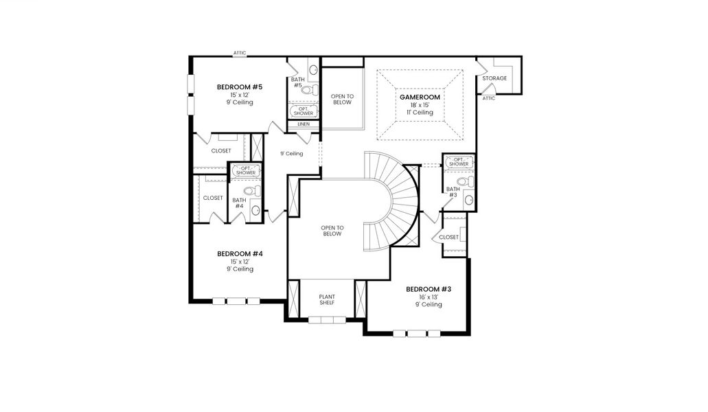 2D floor plan layout for the 7042 by Tradition Homes in Furst Ranch – 80′ Lots, Prosper, TX (Image 4).