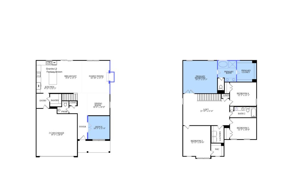 2D floor plan layout of this home in Oakley Pointe, Moncks Corner, SC (Image 2).