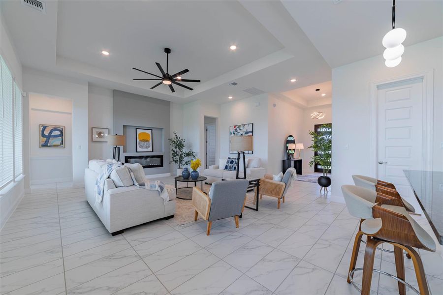 Furnished interior view inside a new home in Spicewood Trails, Spicewood (Image 13). Furnished interior view inside a new home in Spicewood Trails, Spicewood (Image 13).