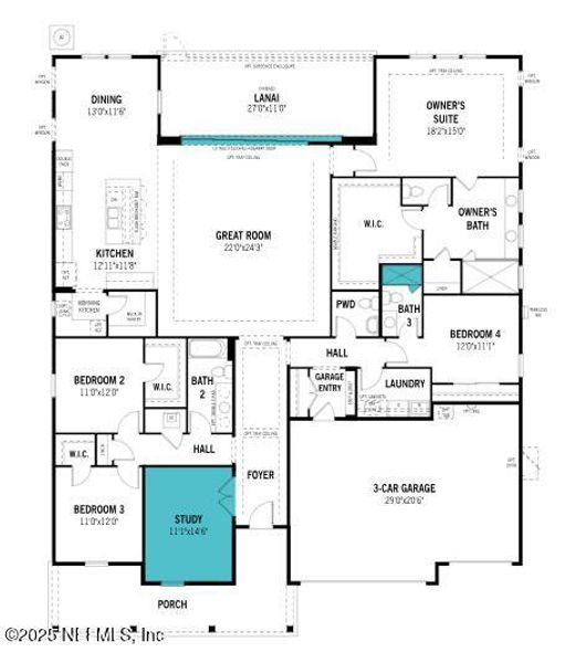 2D floor plan layout of this home in RiverTown - Springs, St. Johns, FL (Image 4).
