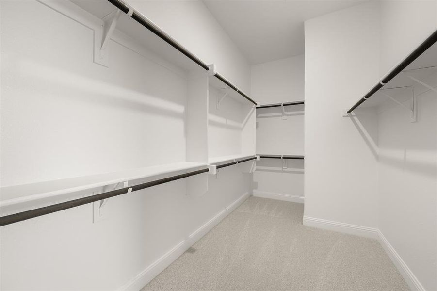 Spacious closet featuring light colored carpet Spacious closet featuring light colored carpet